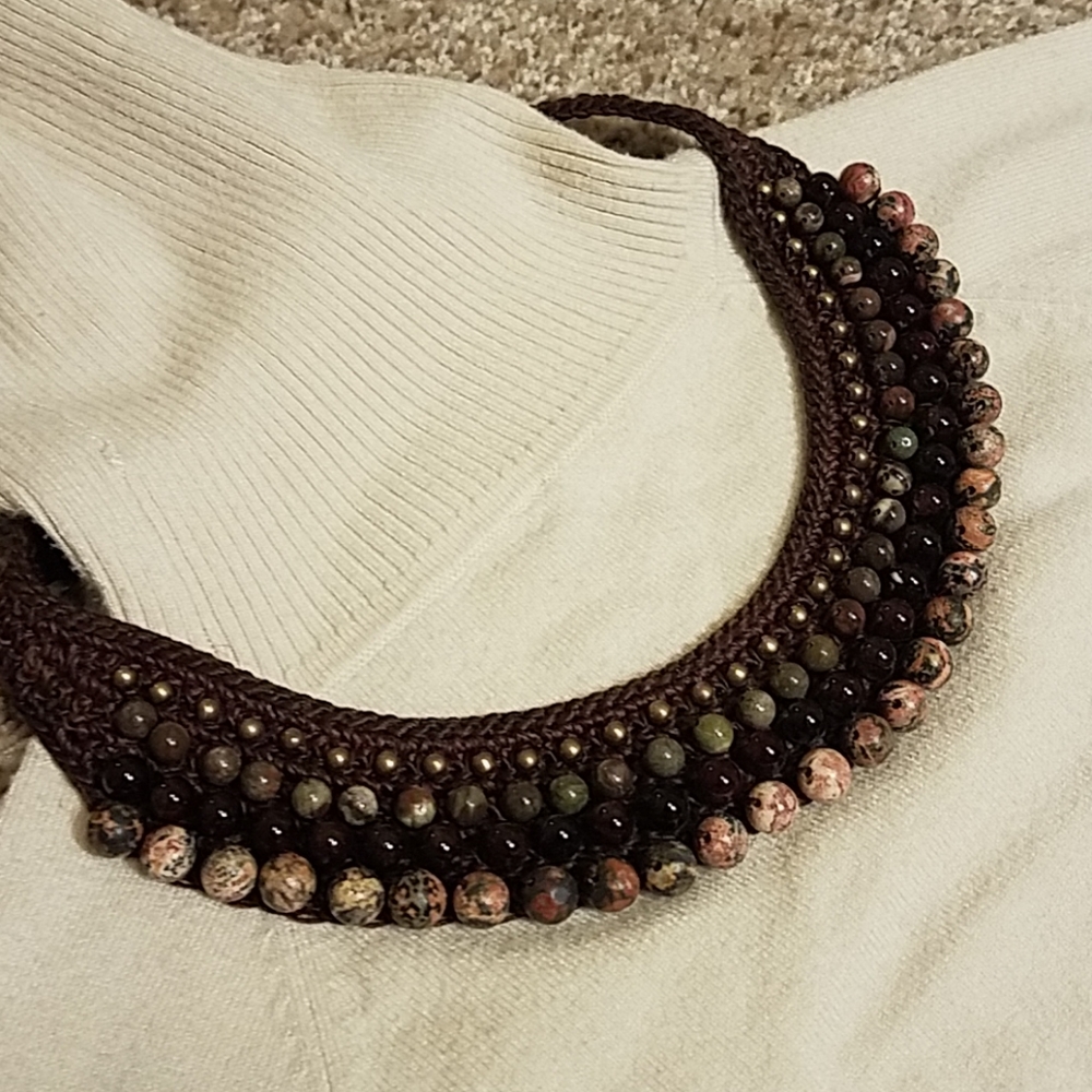 Elegant Beaded Necklace - Brown and Multicolor